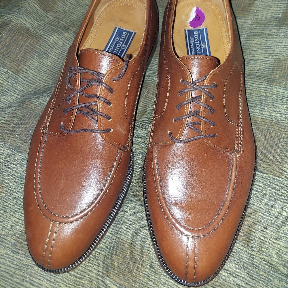 BOSTONIAN FLORENTINE MEN'S 8.5 D, COGNAC, SPLIT TOE SHOES, NWOT FIRST FLEX SOLE